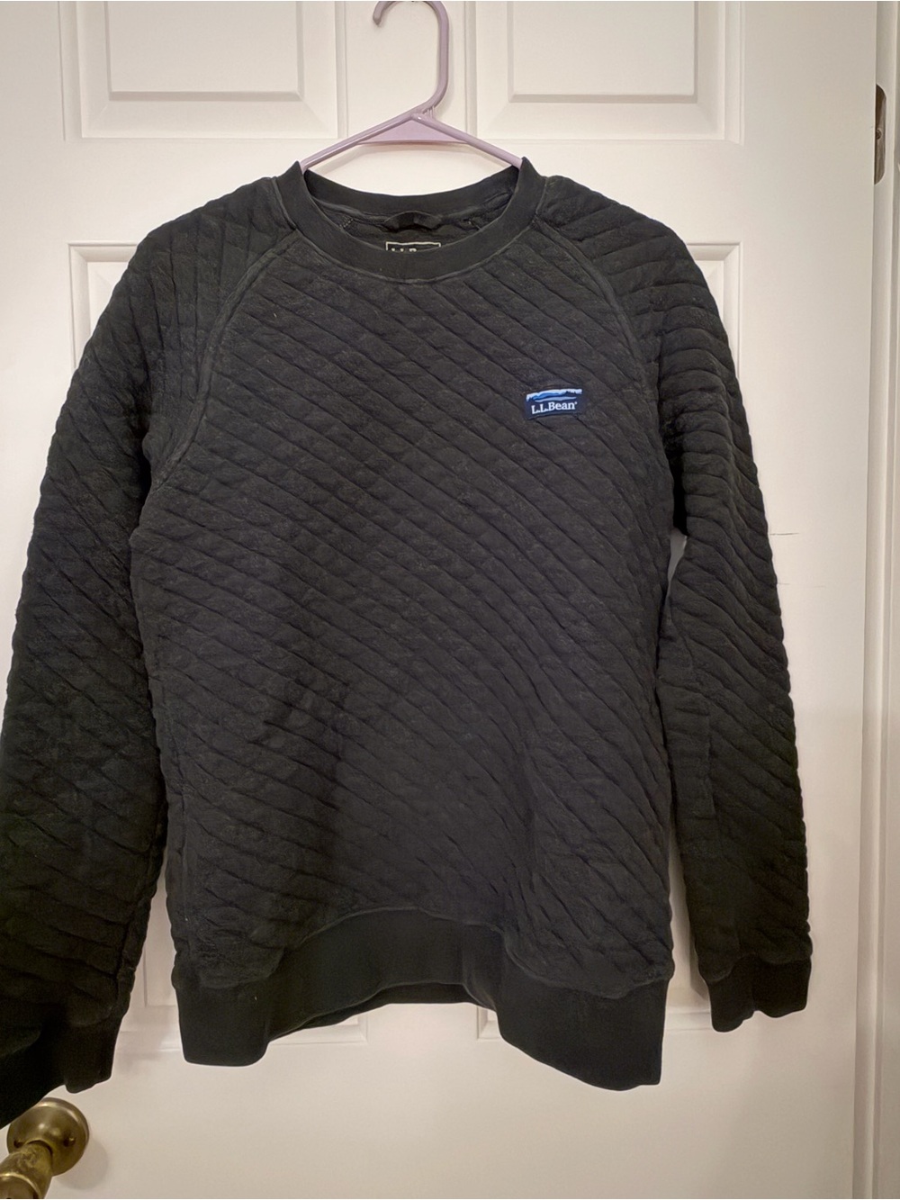 L.L. Bean Quilted Black Crewneck Sweatshirt
